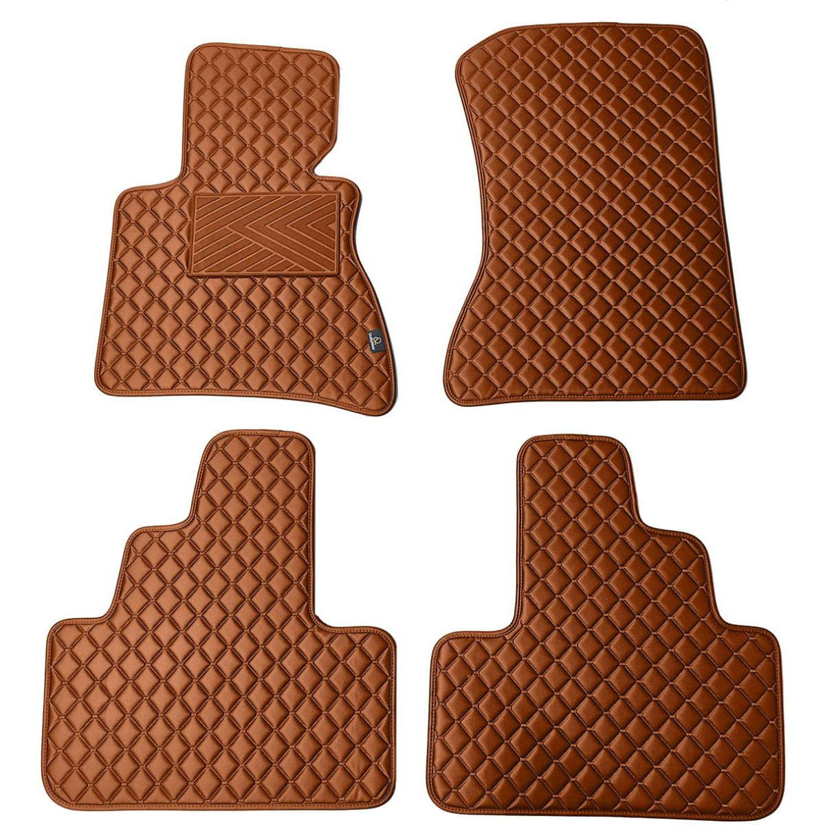 Fußmatten aus Kunstleder QuiltyMats BMW X3 2003-2010 (E83) (Braun / braune nähte)