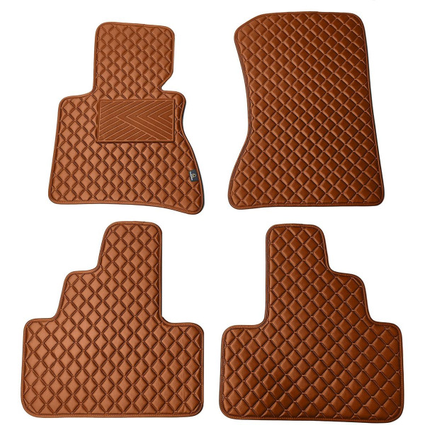 Fußmatten aus Kunstleder QuiltyMats BMW X3 2003-2010 (E83) (Braun / braune nähte)