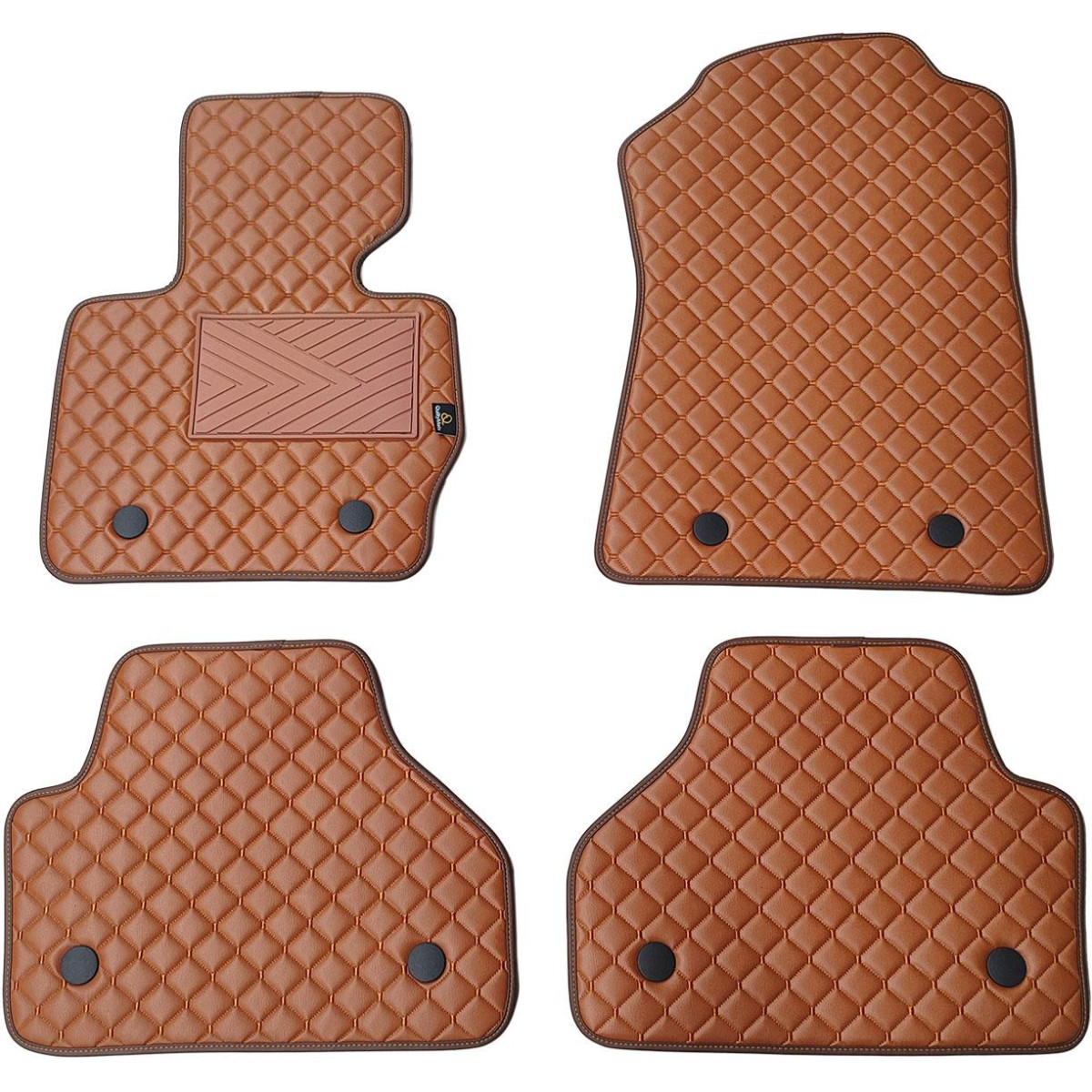 Fußmatten aus Kunstleder QuiltyMats BMW X4 2014-2018 (F26) (Braun / braune nähte)
