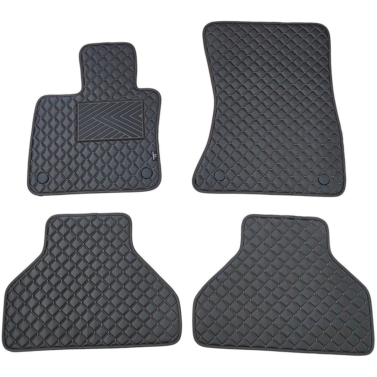 Fußmatten aus Kunstleder QuiltyMats BMW X5 2007-2013 (E70) (Schwarz / schwarze nähte)