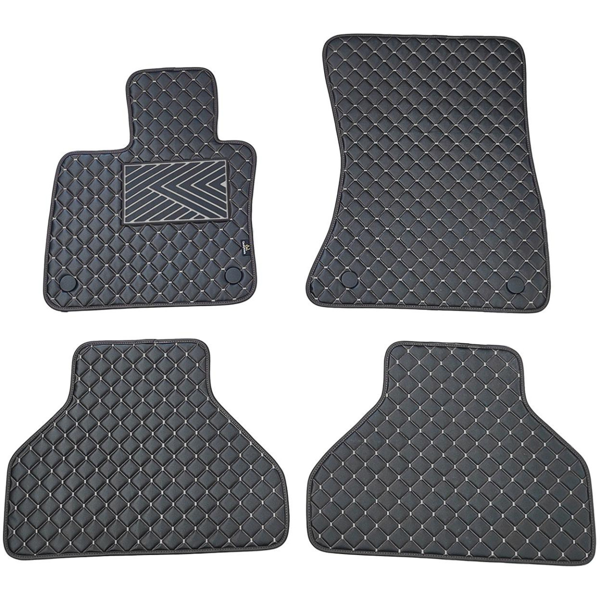 Fußmatten aus Kunstleder QuiltyMats BMW X5 2007-2013 (E70) (Schwarz / graue nähte)