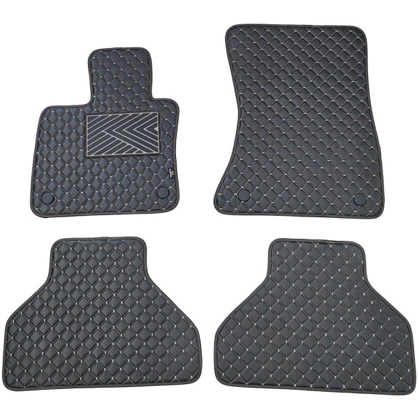 Fußmatten aus Kunstleder QuiltyMats BMW X5 2007-2013 (E70) (Schwarz / graue nähte)