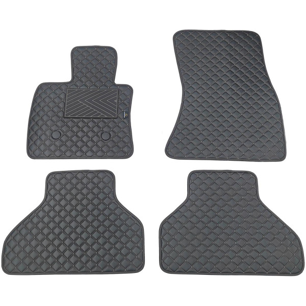 Fußmatten aus Kunstleder QuiltyMats BMW X5 2013-2018 (F15) (Schwarz / schwarze nähte)