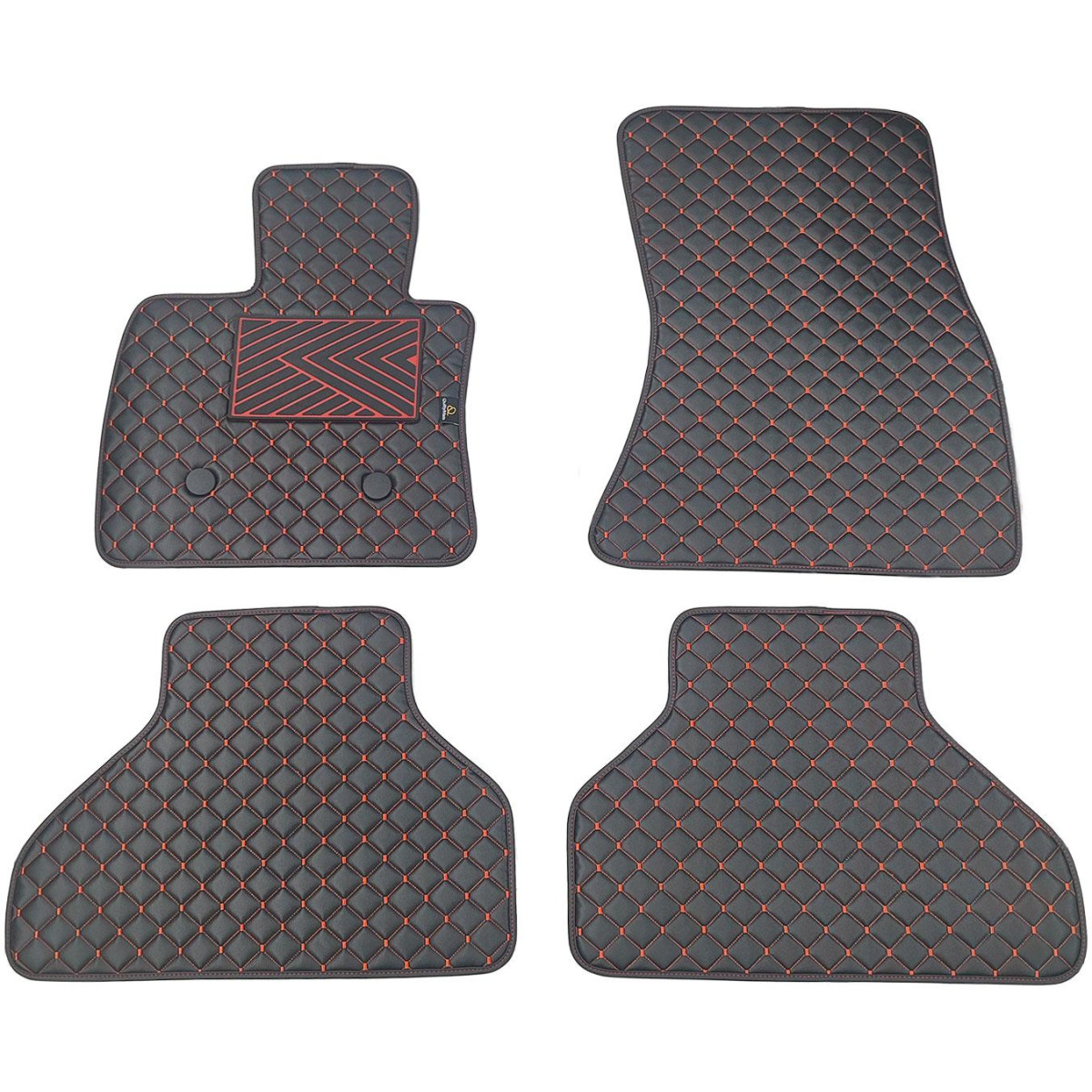 Fußmatten aus Kunstleder QuiltyMats BMW X5 2013-2018 (F15) (Schwarz / rote nähte)