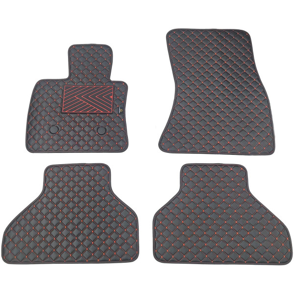 Fußmatten aus Kunstleder QuiltyMats BMW X5 2013-2018 (F15) (Schwarz / rote nähte)