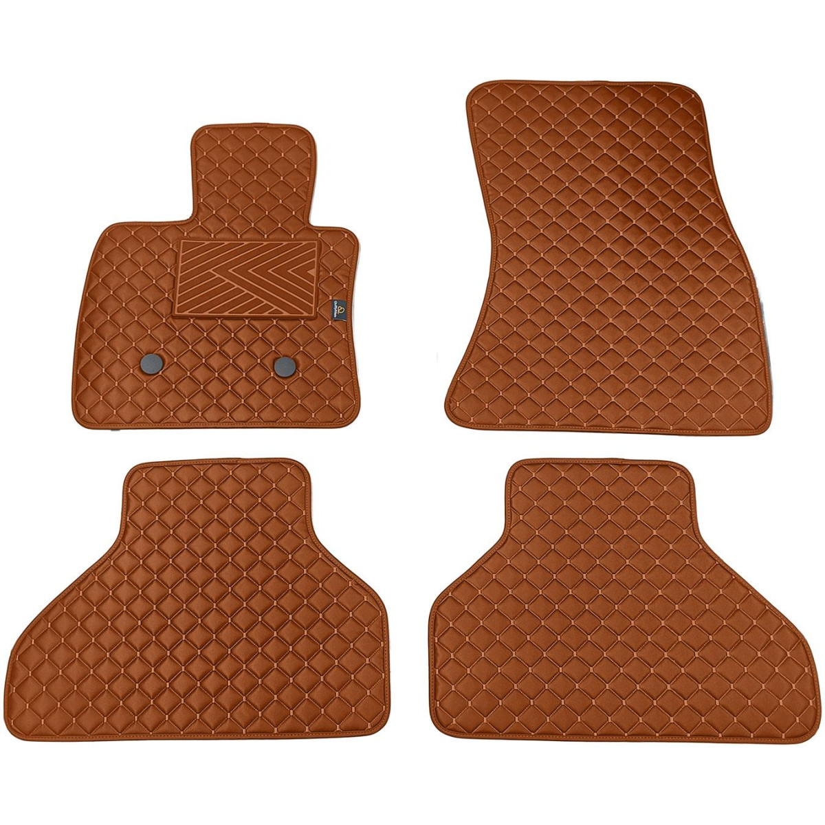 Fußmatten aus Kunstleder QuiltyMats BMW X5 2013-2018 (F15) (Braun / braune nähte)