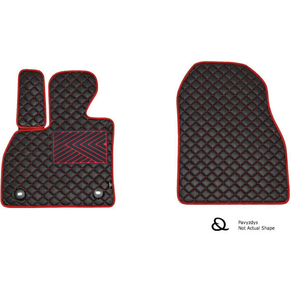 Fußmatten aus Kunstleder QuiltyMats OPEL COMBO 2001-2011 (Schwarz / rote nähte)