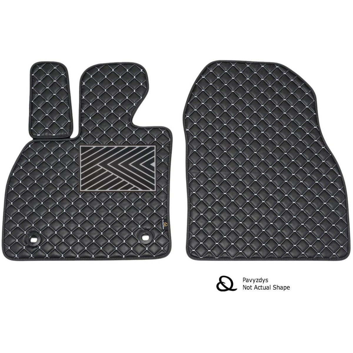 Fußmatten aus Kunstleder QuiltyMats OPEL COMBO 2001-2011 (Schwarz / graue nähte)
