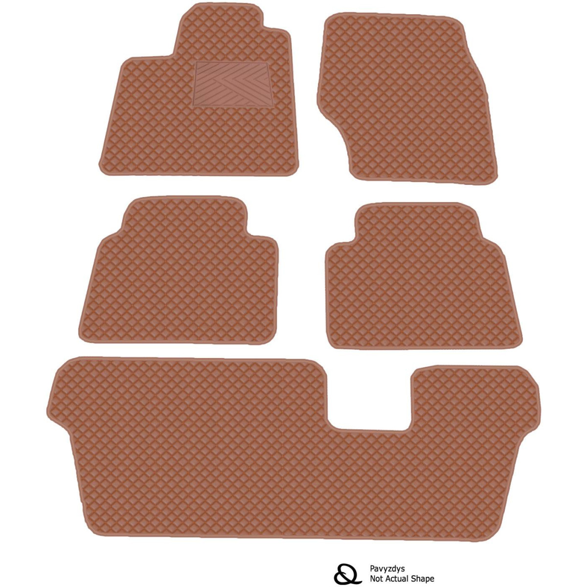 Fußmatten aus Kunstleder QuiltyMats NISSAN NV200 seit 2014 (7v., I, II und III eilės) (Braun / braune nähte)