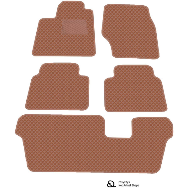 Fußmatten aus Kunstleder QuiltyMats NISSAN NV200 seit 2014 (7v., I, II und III eilės) (Braun / braune nähte)