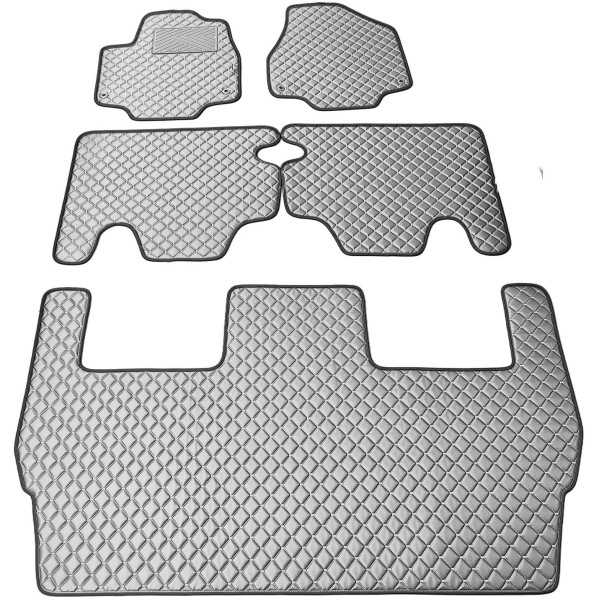 Fußmatten aus Kunstleder QuiltyMats CHRYSLER PACIFICA seit 2016 (I, II und III eilės, 5 Stk.) (Grau / graue nähte)