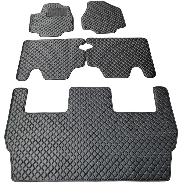 Fußmatten aus Kunstleder QuiltyMats CHRYSLER PACIFICA seit 2016 (Schwarz / schwarze nähte)