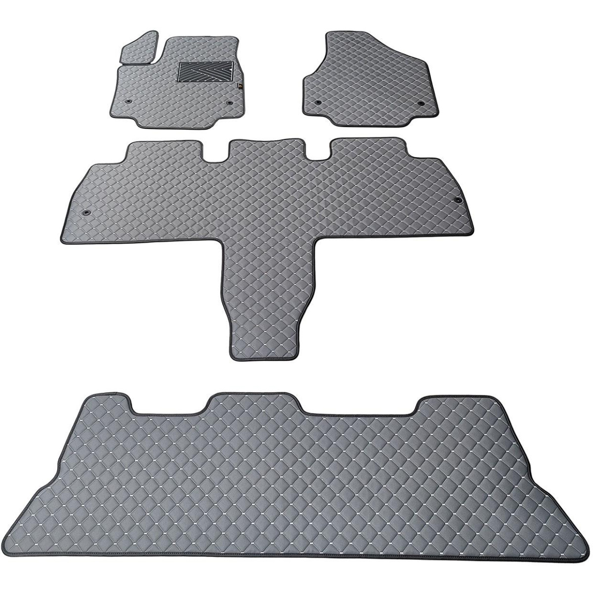 Fußmatten aus Kunstleder QuiltyMats CHRYSLER PACIFICA seit 2021 (I, II und III eilės, Hibridas) (Grau / graue nähte)