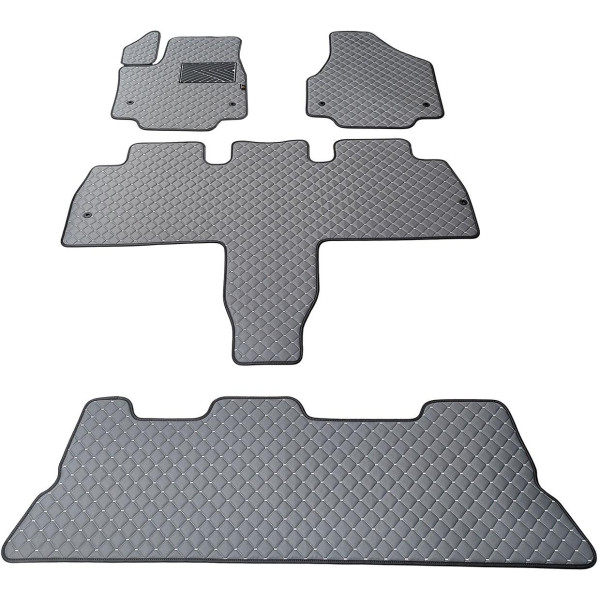 Fußmatten aus Kunstleder QuiltyMats CHRYSLER PACIFICA seit 2021 (I, II und III eilės, Hibridas) (Grau / graue nähte)