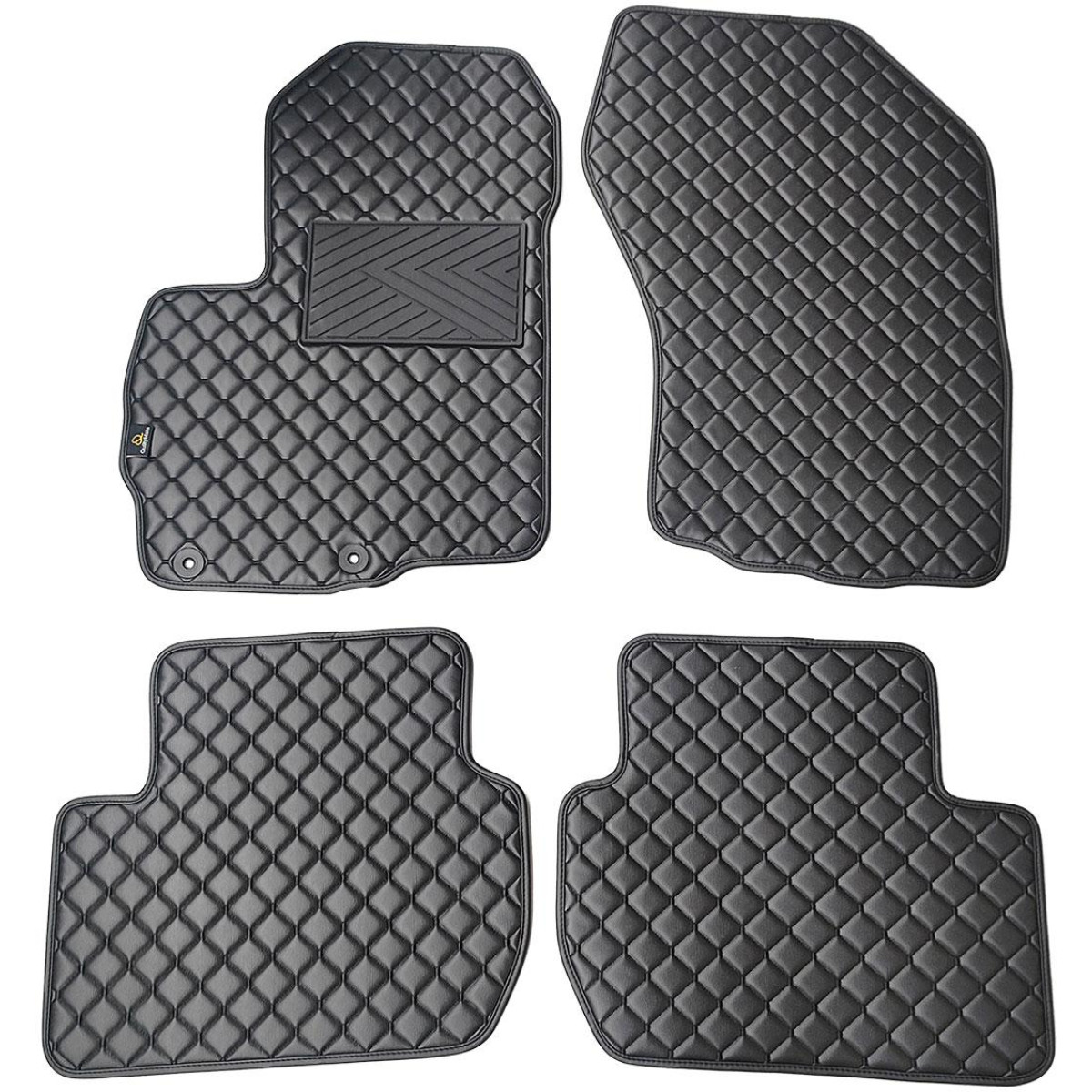 Fußmatten aus Kunstleder QuiltyMats CITROEN C-CROSSER 2007-2012 (Schwarz / schwarze nähte)