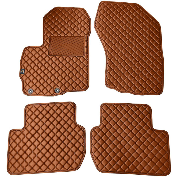 Fußmatten aus Kunstleder QuiltyMats CITROEN C-CROSSER 2007-2012 (Braun / braune nähte)