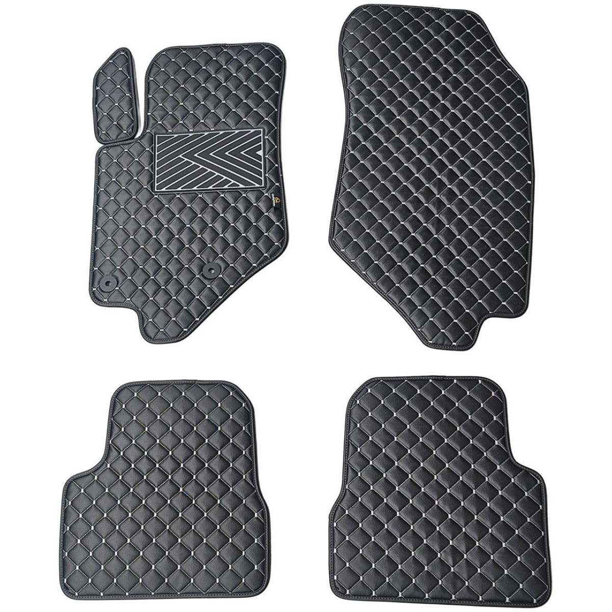 Fußmatten aus Kunstleder QuiltyMats CITROEN DS3 CROSSBACK 2018-2022 (Schwarz / graue nähte)