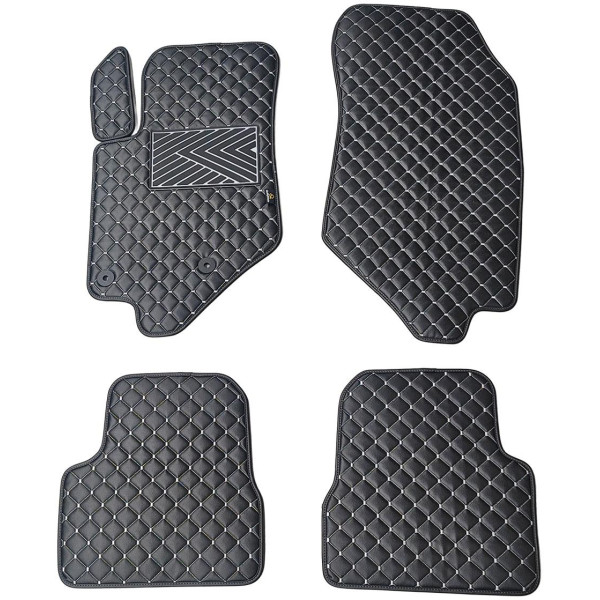 Fußmatten aus Kunstleder QuiltyMats CITROEN DS3 CROSSBACK 2018-2022 (Schwarz / graue nähte)