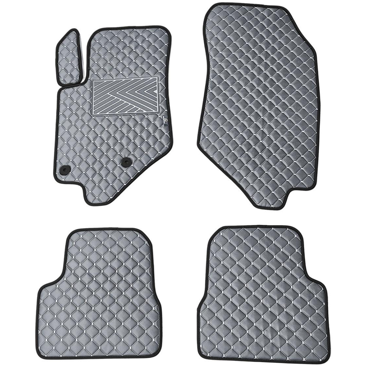Fußmatten aus Kunstleder QuiltyMats CITROEN DS3 CROSSBACK 2018-2022 (Grau / graue nähte)