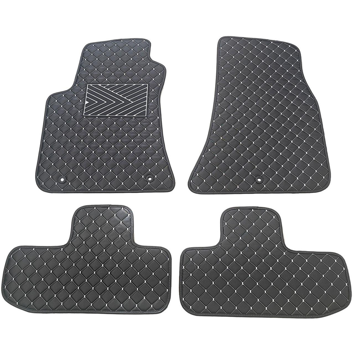 Fußmatten aus Kunstleder QuiltyMats DODGE CHALLENGER 2008-2023 (Schwarz / graue nähte)