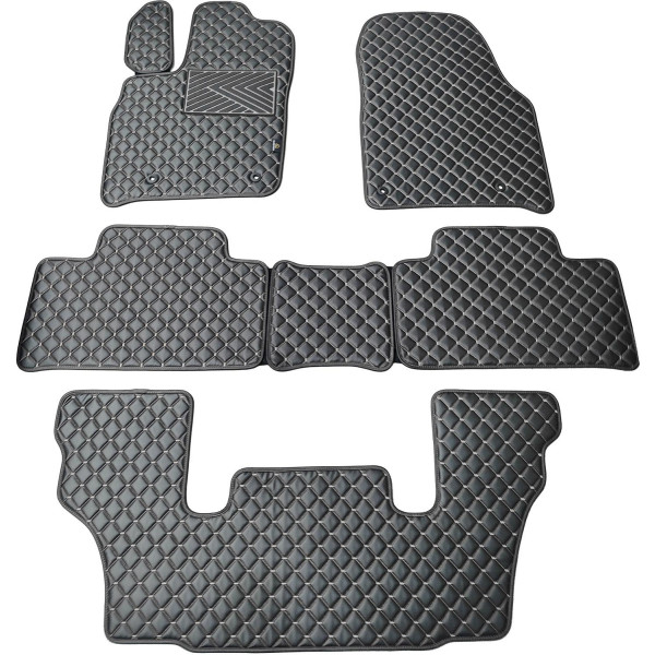 Fußmatten aus Kunstleder QuiltyMats DODGE DURANGO seit 2011 (I, II und III eilės 6v.) (Schwarz / graue nähte)