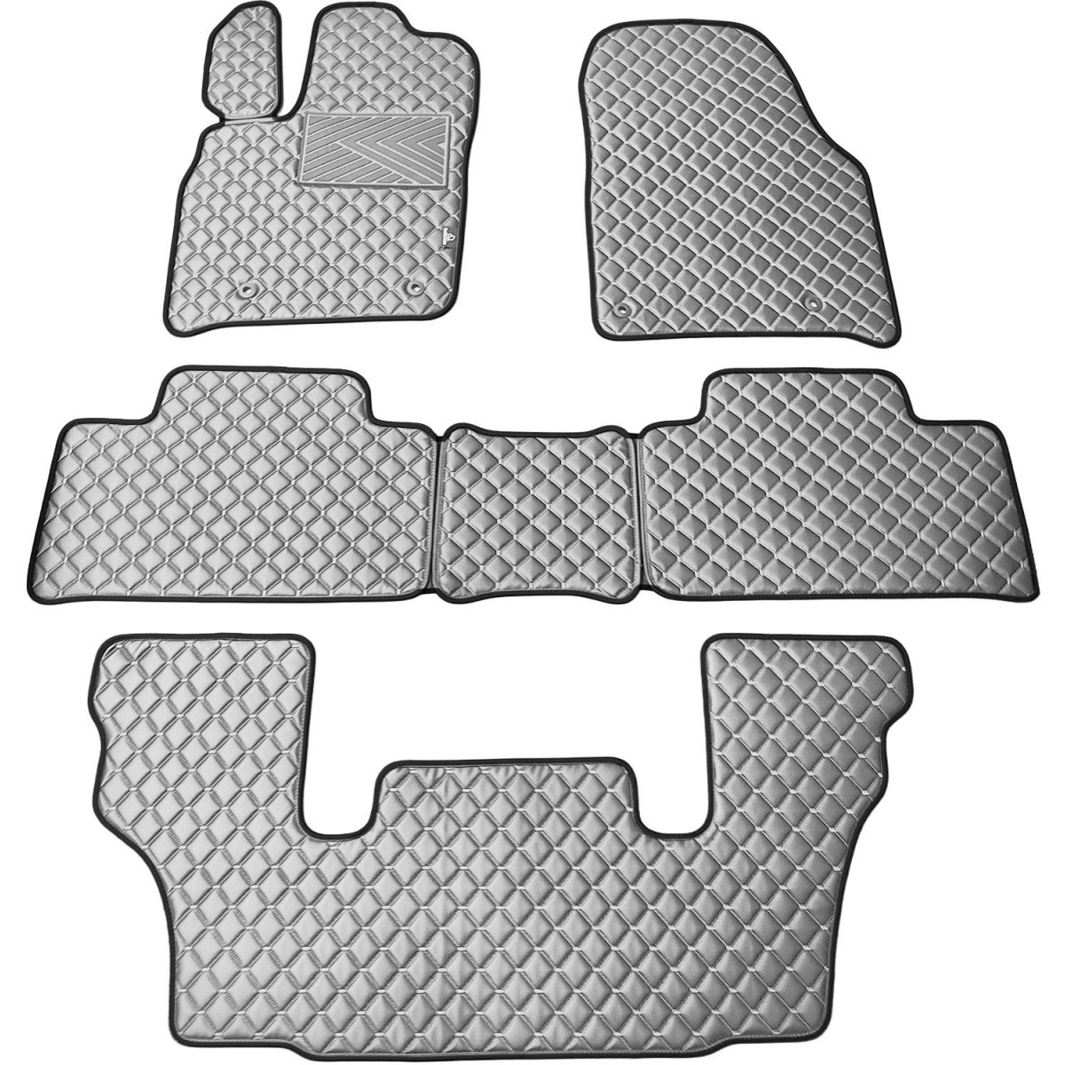 Fußmatten aus Kunstleder QuiltyMats DODGE DURANGO seit 2011 (I, II und III eilės 6v.) (Grau / graue nähte)
