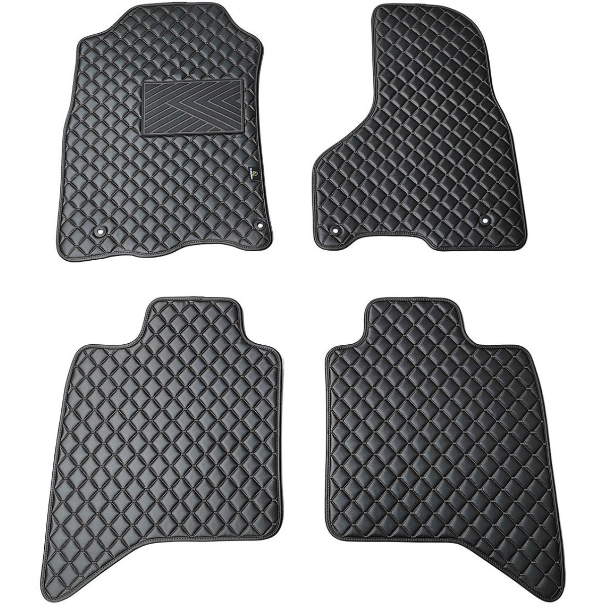 Fußmatten aus Kunstleder QuiltyMats DODGE RAM 2009-2019 (Schwarz / schwarze nähte)