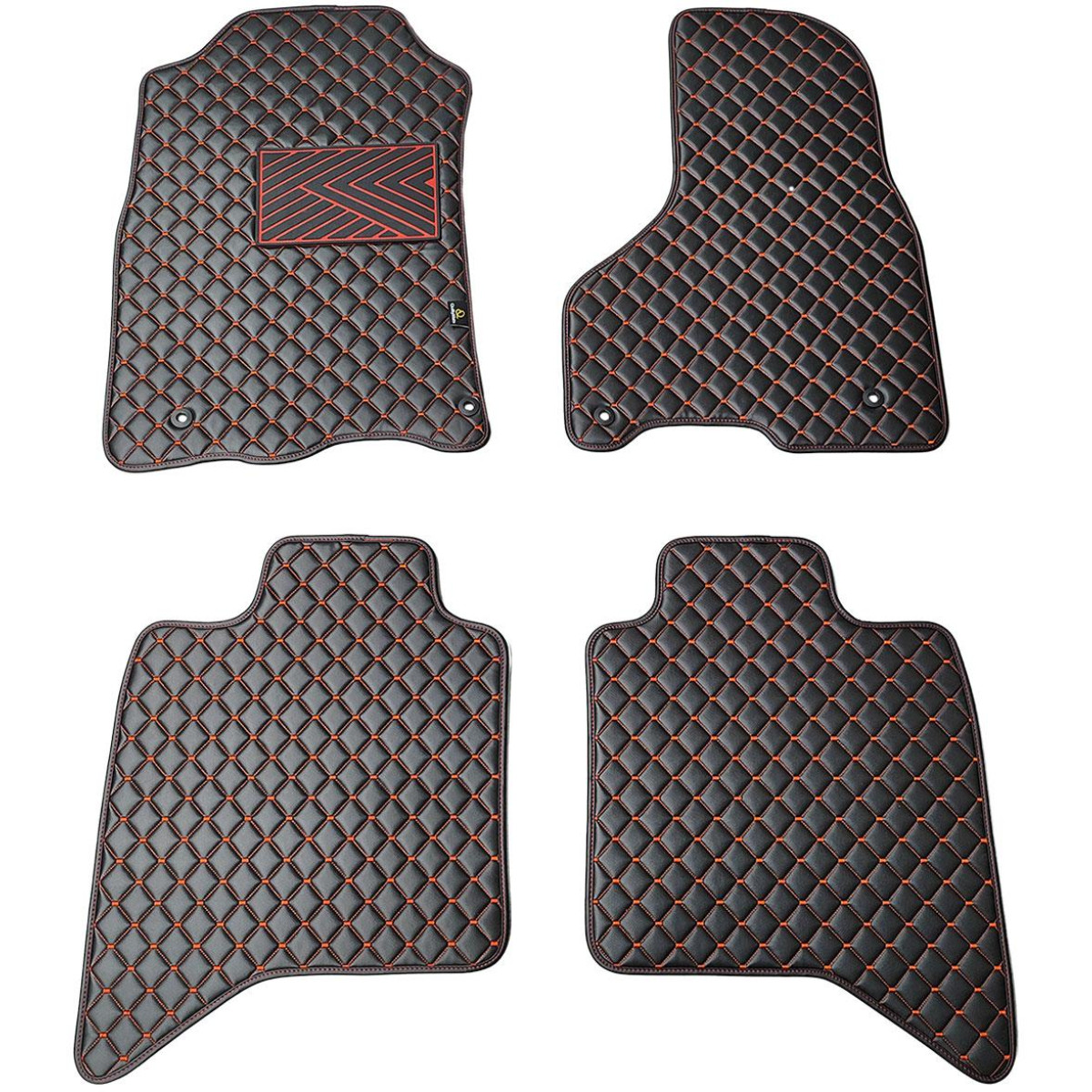 Fußmatten aus Kunstleder QuiltyMats DODGE RAM 2009-2019 (Schwarz / rote nähte)