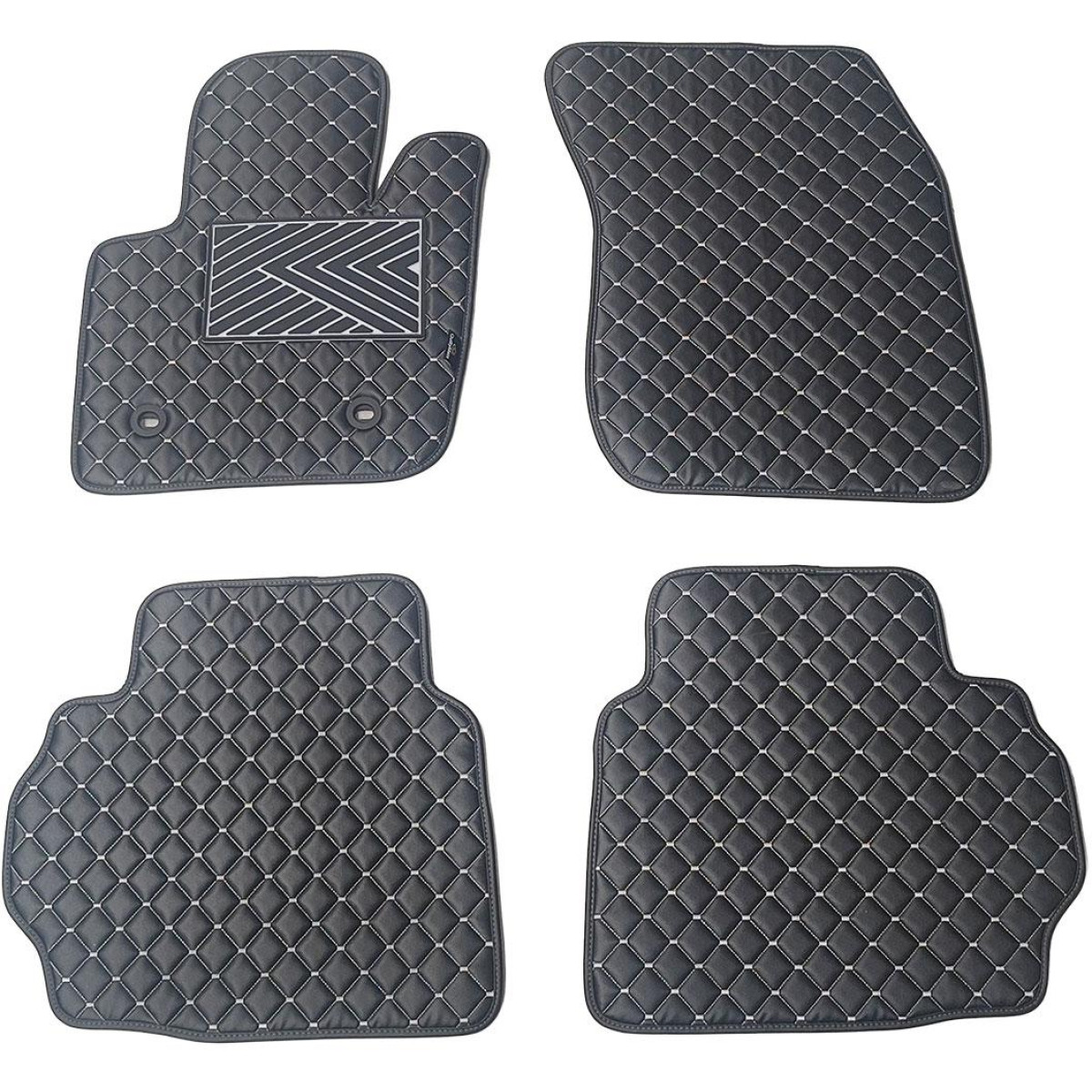 Fußmatten aus Kunstleder QuiltyMats FORD MONDEO 2014-2022 (Schwarz / graue nähte)