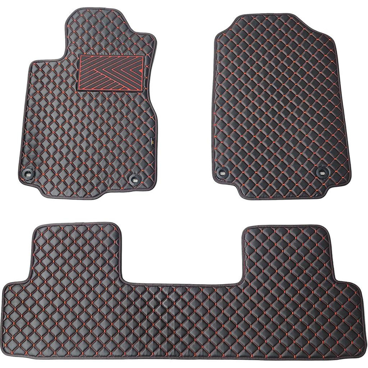 Fußmatten aus Kunstleder QuiltyMats HONDA CR-V 2012-2016 (USA) (Schwarz / rote nähte)