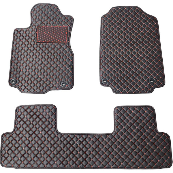 Fußmatten aus Kunstleder QuiltyMats HONDA CR-V 2012-2016 (USA) (Schwarz / rote nähte)