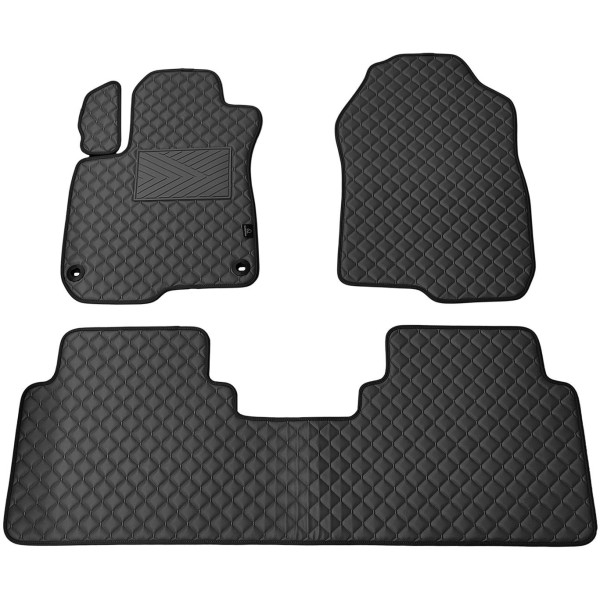 Fußmatten aus Kunstleder QuiltyMats HONDA CR-V 2017-2023 (Schwarz / schwarze nähte)
