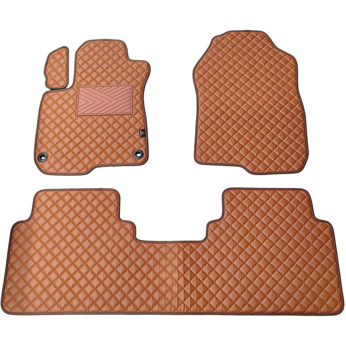 Fußmatten aus Kunstleder QuiltyMats HONDA CR-V 2017-2023 (Braun / braune nähte)