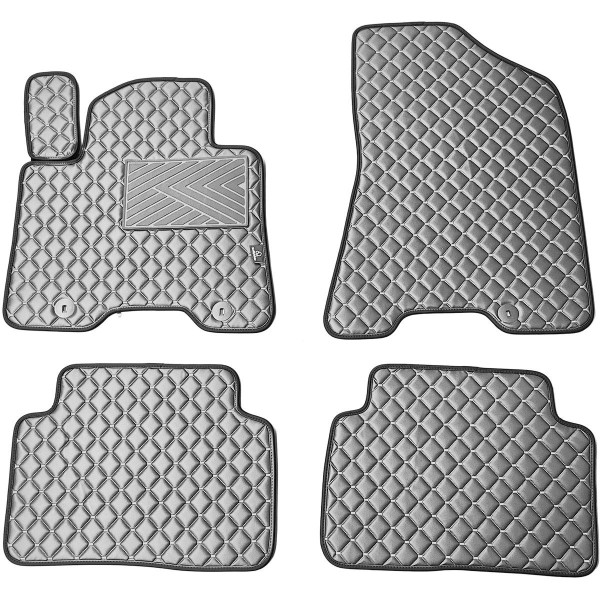 Fußmatten aus Kunstleder QuiltyMats HYUNDAI TUCSON 2015-2021 (3 karta (TL)) (Grau / graue nähte)