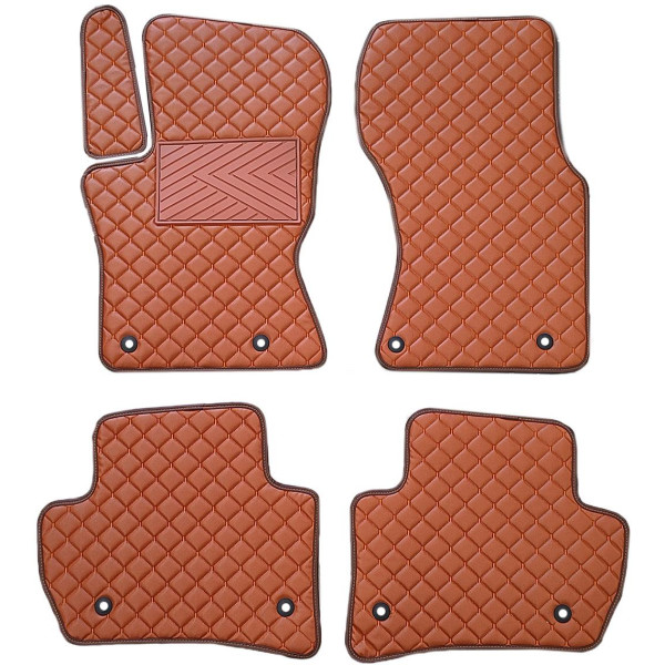 Fußmatten aus Kunstleder QuiltyMats JAGUAR F-PACE 2016-2025 (Braun / braune nähte)