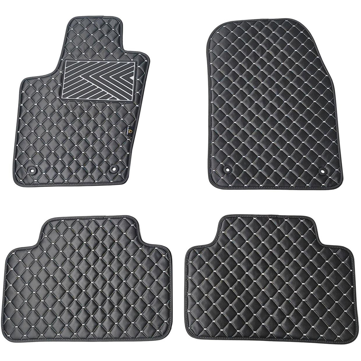 Fußmatten aus Kunstleder QuiltyMats JEEP GRAND CHEROKEE 2010-2020 (Schwarz / graue nähte)