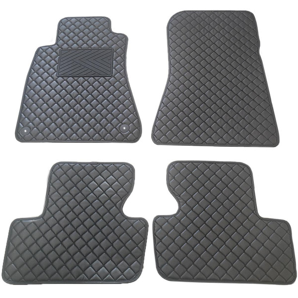 Fußmatten aus Kunstleder QuiltyMats LEXUS IS 2005-2013 (Schwarz / schwarze nähte)