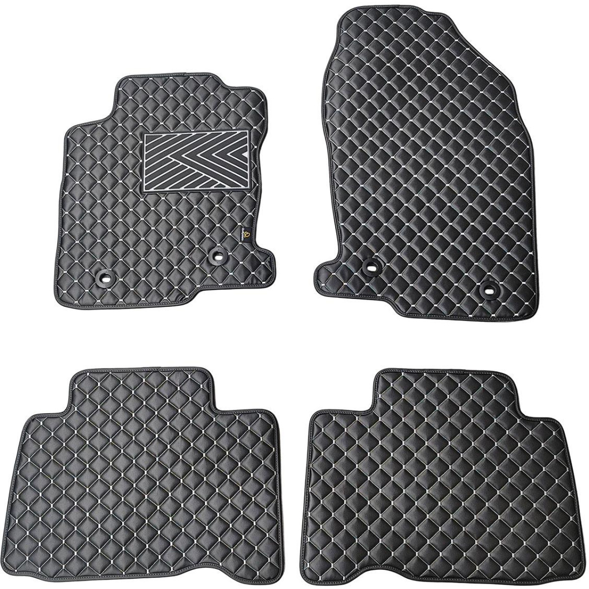 Fußmatten aus Kunstleder QuiltyMats LEXUS NX 2014-2021 (Schwarz / graue nähte)