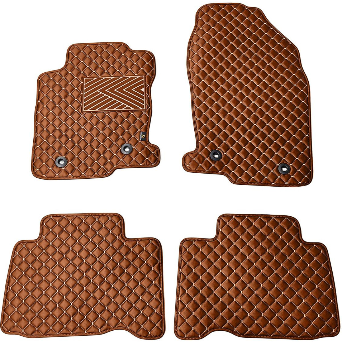 Fußmatten aus Kunstleder QuiltyMats LEXUS NX 2014-2021 (Braun / braune nähte)