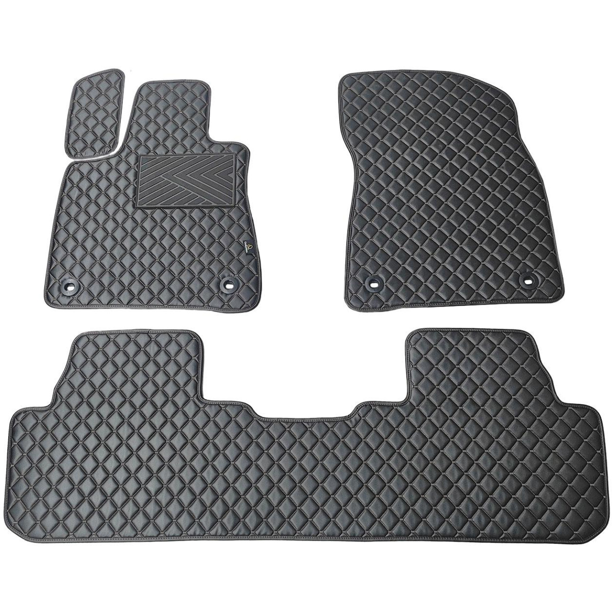 Fußmatten aus Kunstleder QuiltyMats LEXUS RX 2015-2022 (Schwarz / schwarze nähte)