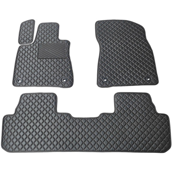 Fußmatten aus Kunstleder QuiltyMats LEXUS RX 2015-2022 (Schwarz / schwarze nähte)