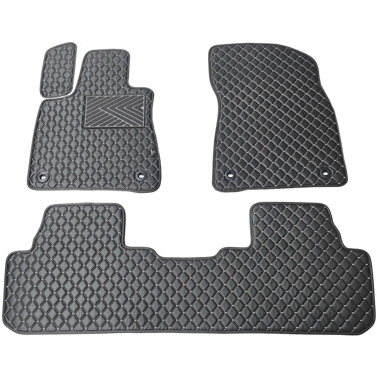 Fußmatten aus Kunstleder QuiltyMats LEXUS RX 2015-2022 (Schwarz / graue nähte)