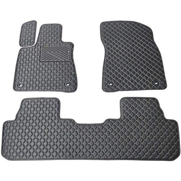 Fußmatten aus Kunstleder QuiltyMats LEXUS RX 2015-2022 (Schwarz / graue nähte)