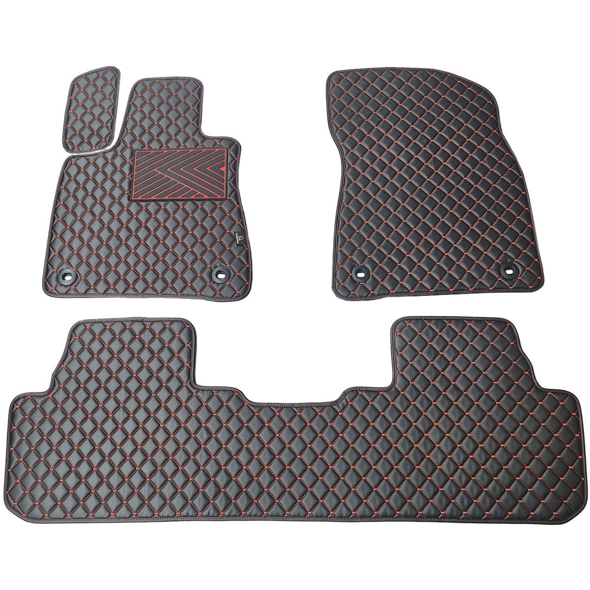 Fußmatten aus Kunstleder QuiltyMats LEXUS RX 2015-2022 (Schwarz / rote nähte)