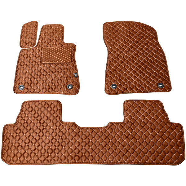 Fußmatten aus Kunstleder QuiltyMats LEXUS RX 2015-2022 (Braun / braune nähte)