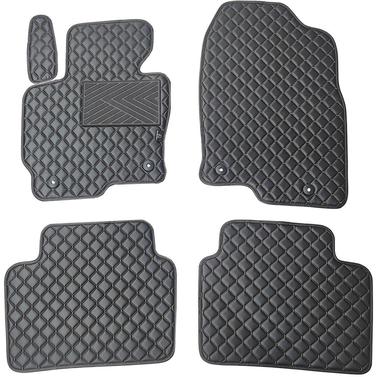 Fußmatten aus Kunstleder QuiltyMats MAZDA CX-5 2012-2016 (Schwarz / schwarze nähte)