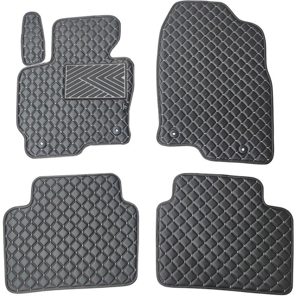 Fußmatten aus Kunstleder QuiltyMats MAZDA CX-5 2012-2016 (Schwarz / graue nähte)