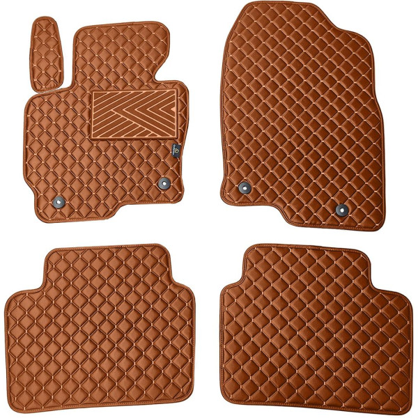 Fußmatten aus Kunstleder QuiltyMats MAZDA CX-5 2012-2016 (Braun / braune nähte)
