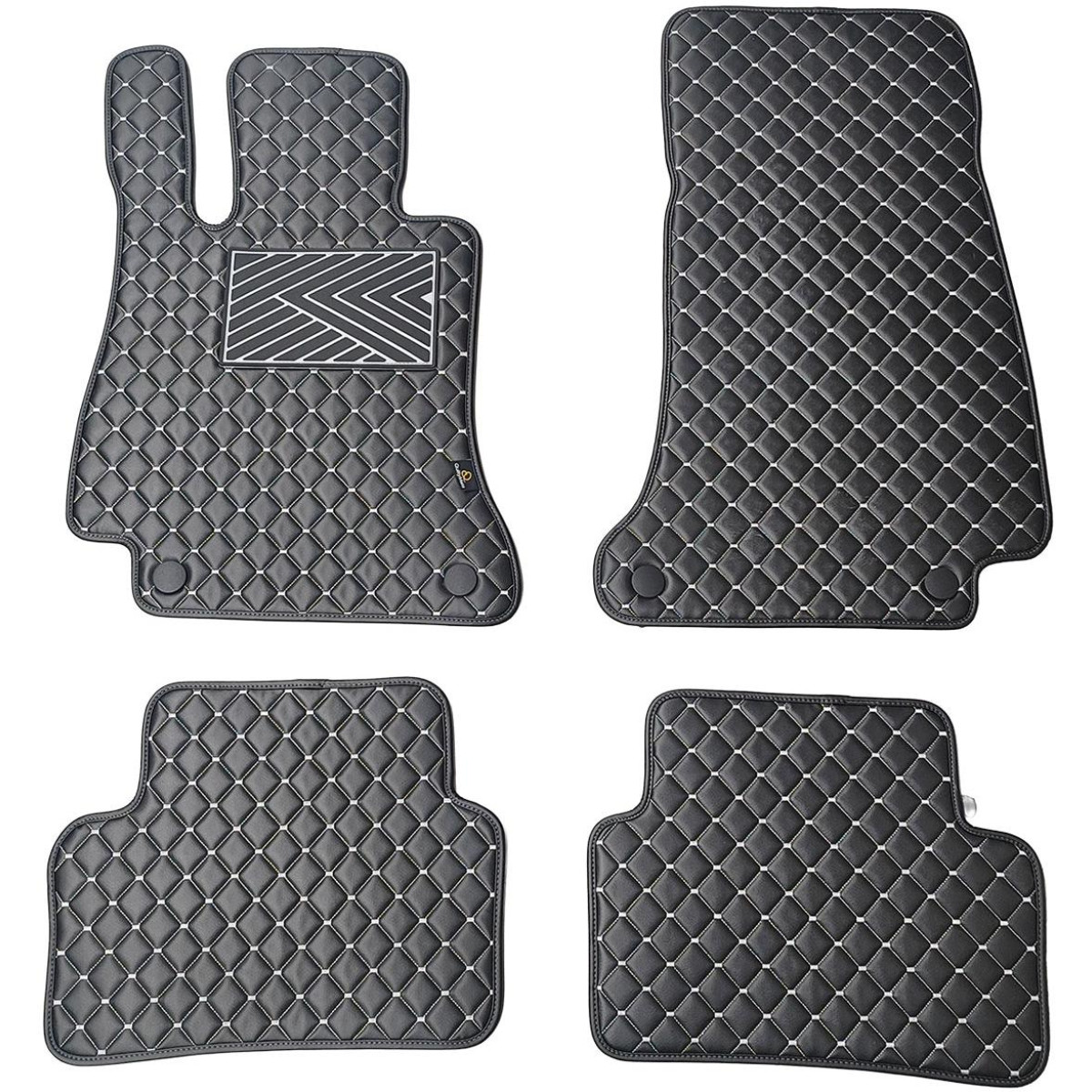 Fußmatten aus Kunstleder QuiltyMats MERCEDES-BENZ E-class W213 2016-2023 (Schwarz / graue nähte)
