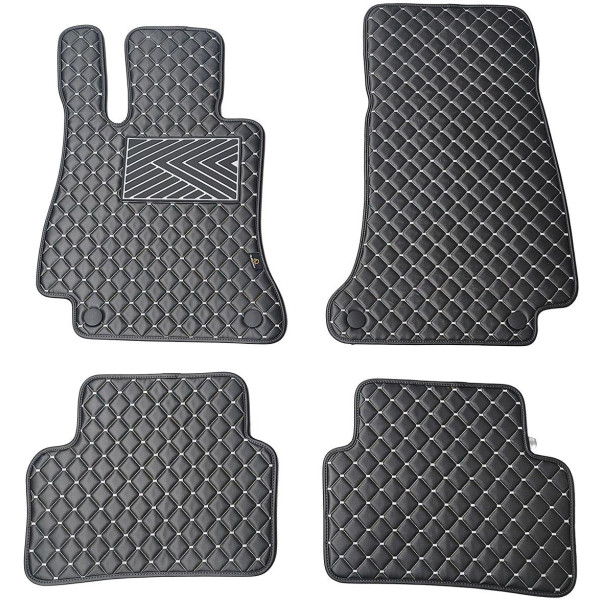 Fußmatten aus Kunstleder QuiltyMats MERCEDES-BENZ E-class W213 2016-2023 (Schwarz / graue nähte)